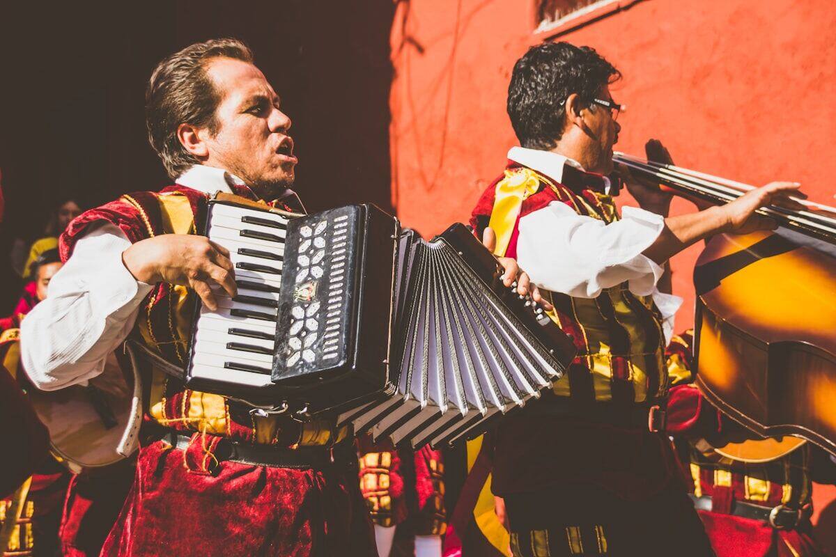 Acordeonista tocando en vivo